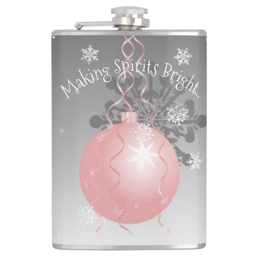 Roze Fancy kerstsierfles Heupfles (Voorkant)