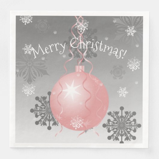 Roze Fancy kerstsierkrant Napkin Servet (Voorkant)
