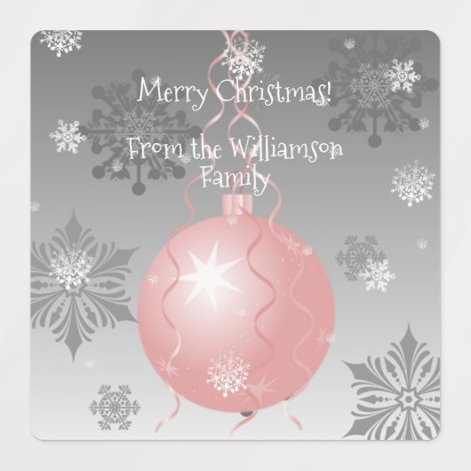 Roze Fancy kerstsierlabel Labels (Design 1)