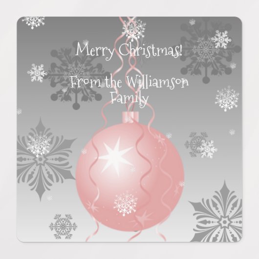 Roze Fancy kerstsierlabel Labels (Design 2)