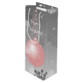Roze Fancy kerstsiertas met cadeau Wijn Cadeautas (Voorkant Gekanteld)