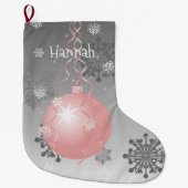 Roze Fancy kerstversiering Grote Kerstsok (Voorkant)