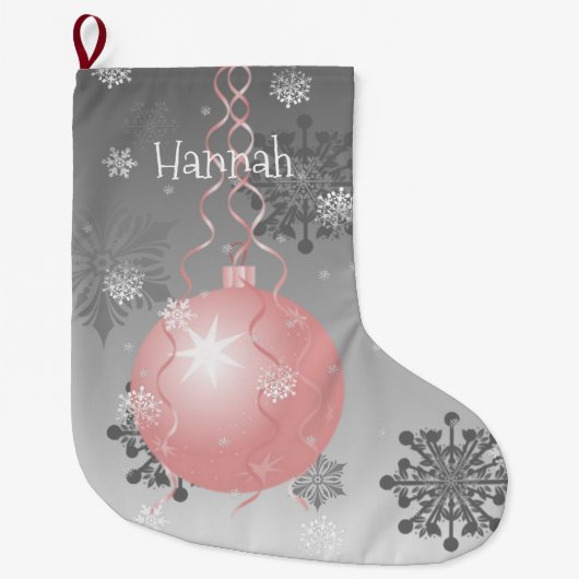 Roze Fancy kerstversiering Grote Kerstsok (Voorkant)