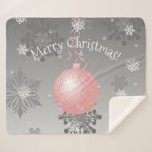Roze Fancy kerstversiering Sherpa Blanket Sherpa Deken (Voorkant (horizontaal))