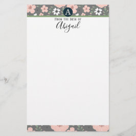  roze Fancy monogram Briefpapier