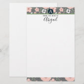  roze Fancy monogram Briefpapier (Voorkant / Achterkant)