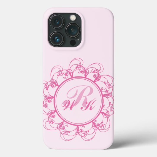 Roze Fancy Monogram iPhone Case (Achterkant)