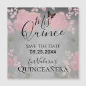Roze Fancy Rozen Quinceanera Roze sparen de Datum (Voorkant)