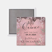 Roze Fancy Rozen Quinceanera Roze sparen de Datum Magneet (Voorkant / Achterkant)