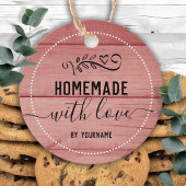 Roze Fancy Script-homemade met roze hout en liefde Bedankjes Labels