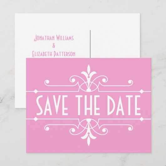 Roze Fancy sierlijk sparen het Briefkaart van de D (Voorkant / Achterkant)