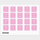 Roze Fancy sierweddenschappen Vierkante Sticker (Vel)