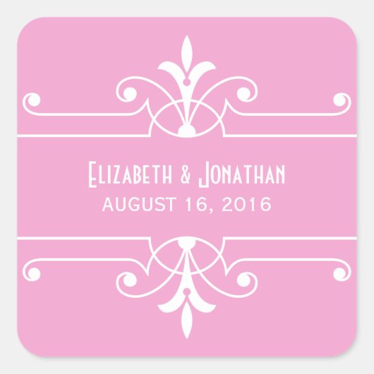 Roze Fancy sierweddenschappen Vierkante Sticker (Voorkant)