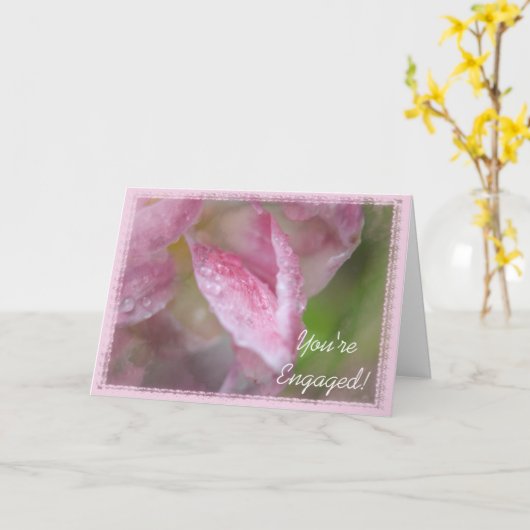 Roze Fancy Tulip Verloving gefeliciteerd Kaart (Gele Bloem)