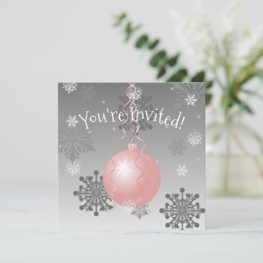 Roze Fancy uitnodiging voor kerstversiering (Staand voorkant)