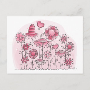 Roze fantasevloerveld briefkaart