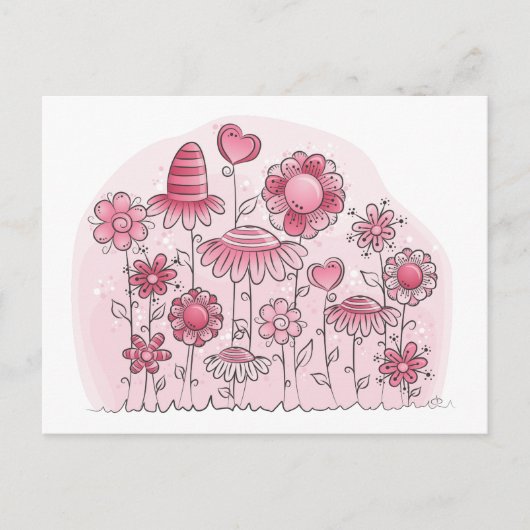 Roze fantasevloerveld briefkaart (Voorkant)