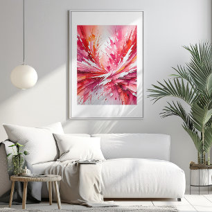 Roze Fantasie Abstract Acryl Kunst Poster