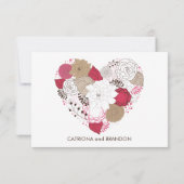 Roze Fantasie Bloemen Hart Trouw RSVP Kaart (Achterkant)