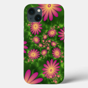 Roze Fantasie Bloemen Moderne Abstracte Fractale K iPhone 13 Hoesje