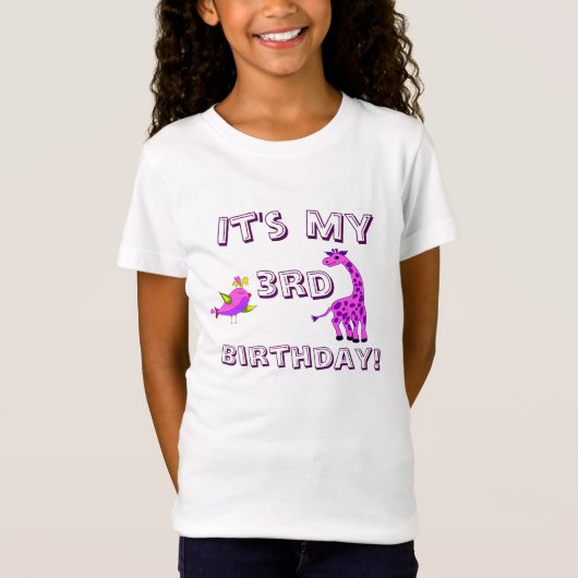 Roze fantasie Giraffe illustratie T-shirt (Voorkant)