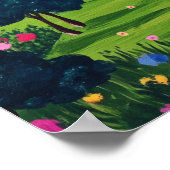 Roze Fantasie Kasteel Zonsondergang Landschap Muur Poster (Hoek)