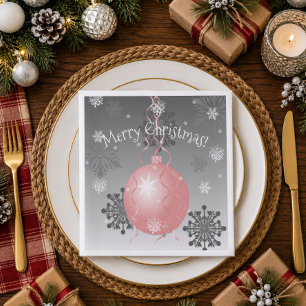Roze Fantasie Kerstbal Papieren Servet