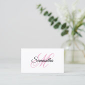 Roze Fantasie Monogram QR Code Visitekaartje (Staand voorkant)