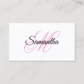 Roze Fantasie Monogram QR Code Visitekaartje (Voorkant)