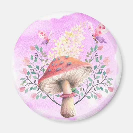 Roze Fantasie Tuin Print Magneet (Voorkant)