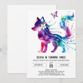 Roze Fantasie Wolf Digitaal Meisje Verjaardag Kaart (Voorkant / Achterkant)