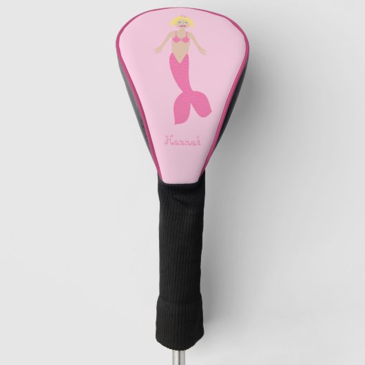  Roze Fantasie Zeemeermin Aangepaste Naam Golfheadcover (Voorkant)