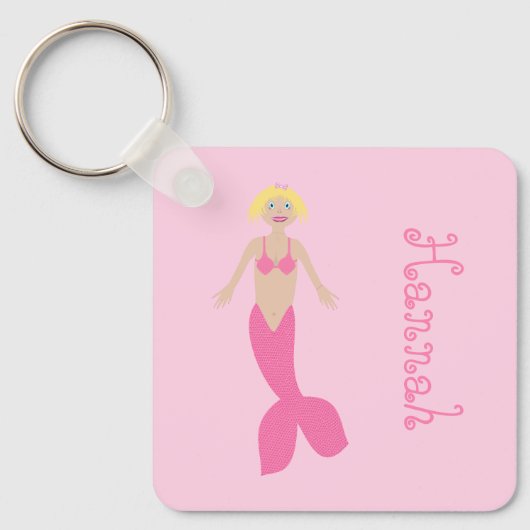  Roze Fantasie Zeemeermin Aangepaste Naam Sleutelhanger (Voorkant)
