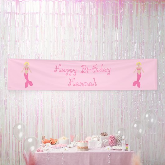 roze fantasie zeemeermin aangepaste verjaardag spandoek (Feest)