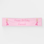 roze fantasie zeemeermin aangepaste verjaardag spandoek (Horizontaal)