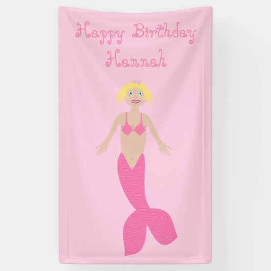 roze fantasie zeemeermin aangepaste verjaardag spandoek (Verticaal)