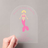 roze fantasie zeemeermin aangepaste verjaardagsfe acryl uitnodigingen (Insitu (Draagbaar))