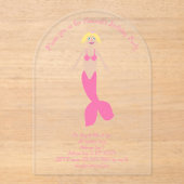 roze fantasie zeemeermin aangepaste verjaardagsfe acryl uitnodigingen (Voorkant)