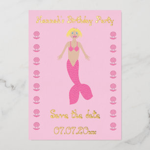 roze fantasie zeemeermin aangepaste verjaardagsfe folie feestdagenkaart