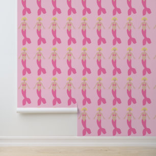 roze fantasie zeemeermin behang