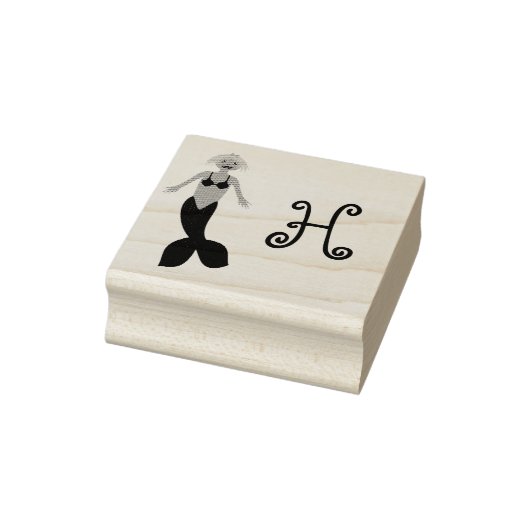 Roze Fantasie Zeemeermin Custom Monogrammed Rubberstempel (Stempel)