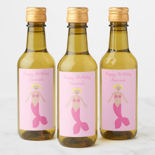 Roze Fantasie Zeemeermin Custom Wijn Etiket (Flessen)