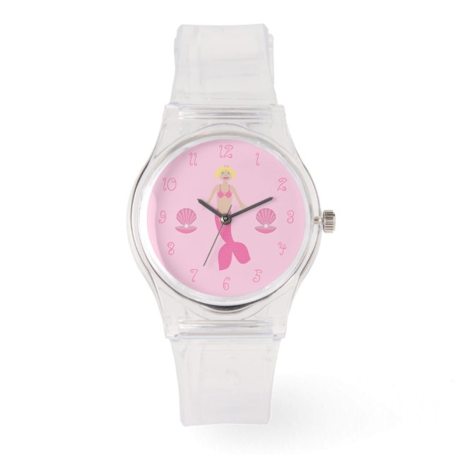  roze fantasie zeemeermin horloge (Voorkant)