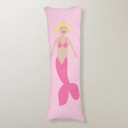 roze fantasie zeemeermin lichaamskussen (Voorkant Verticaal)