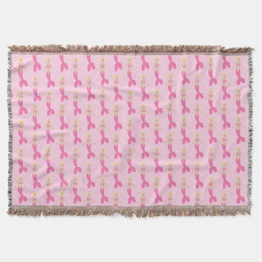  roze fantasie zeemeermin patroon deken (Voorkant)