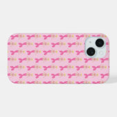 roze fantasie zeemeermin patroon iPhone 15 case (Achterkant horizontaal)