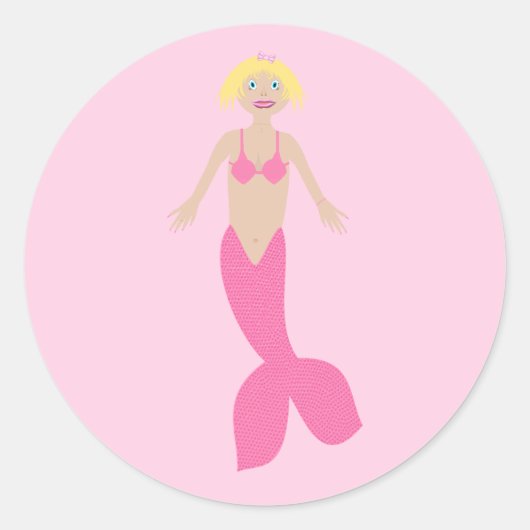 roze fantasie zeemeermin ronde sticker (Voorkant)