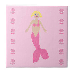 roze fantasie zeemeermin tegeltje