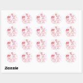 Roze Fantasievolle Handgetekende Cocktail Bachelor Ronde Sticker (Vel)