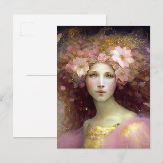 Roze Fantasy Art Briefkaart (Voorkant / Achterkant)